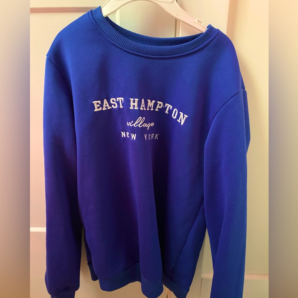 blue sweatshirt